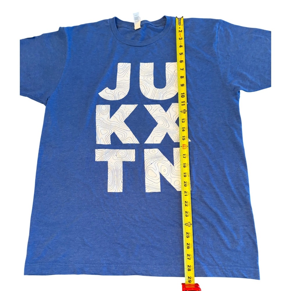 JUKXTN Graphic T-Shirt Blue  Short Sleeve Crew Neck Tee - Picture 2 of 6